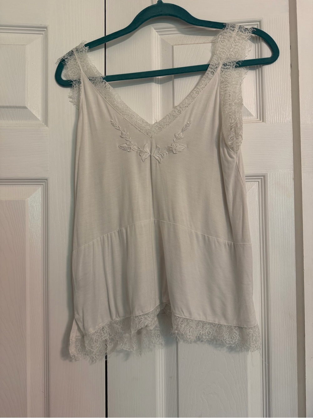 Ivory Lace Trim Tank Top